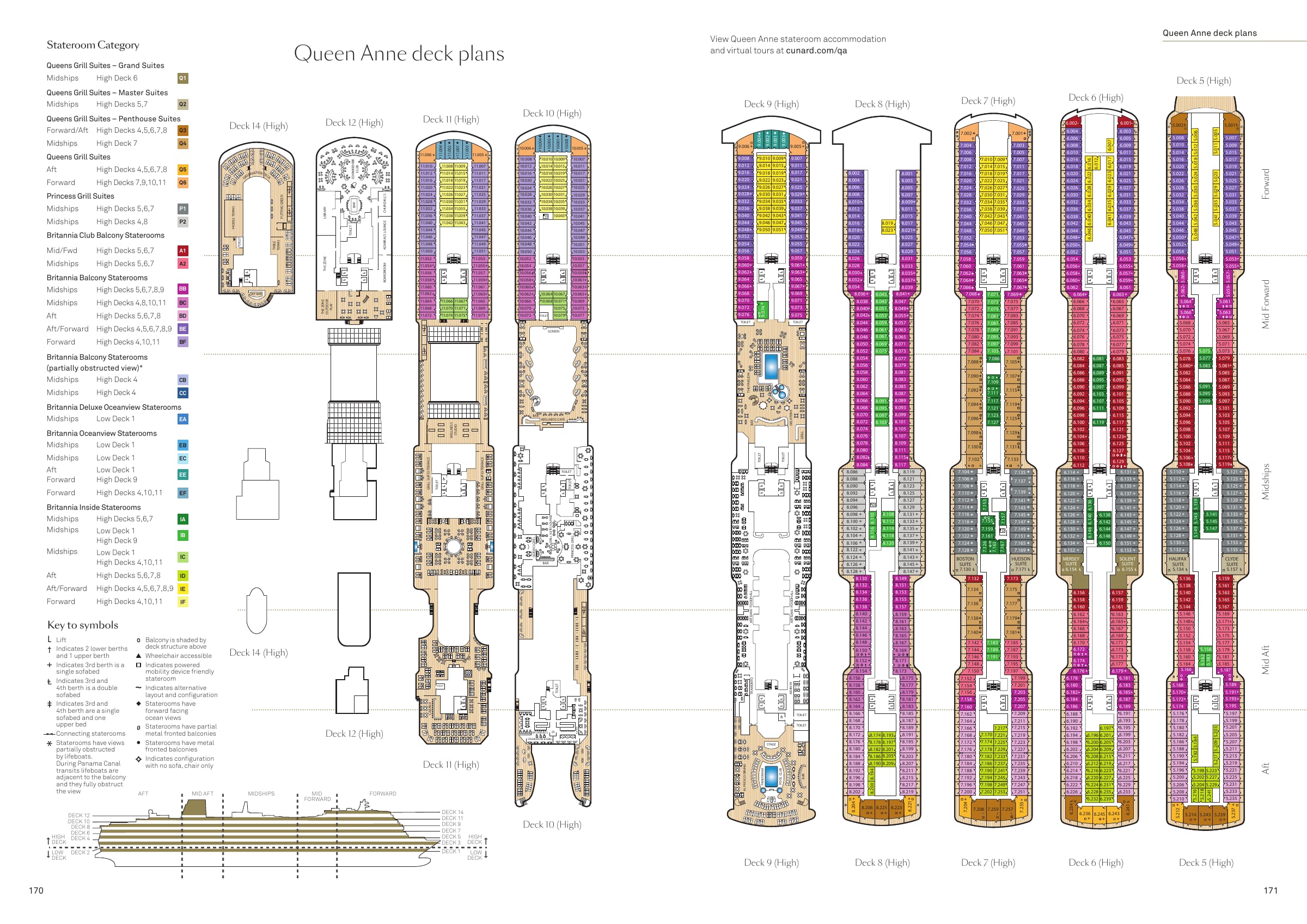 Queen Anne, 2027-2029 deck plans, page 1 of 2 deck plan