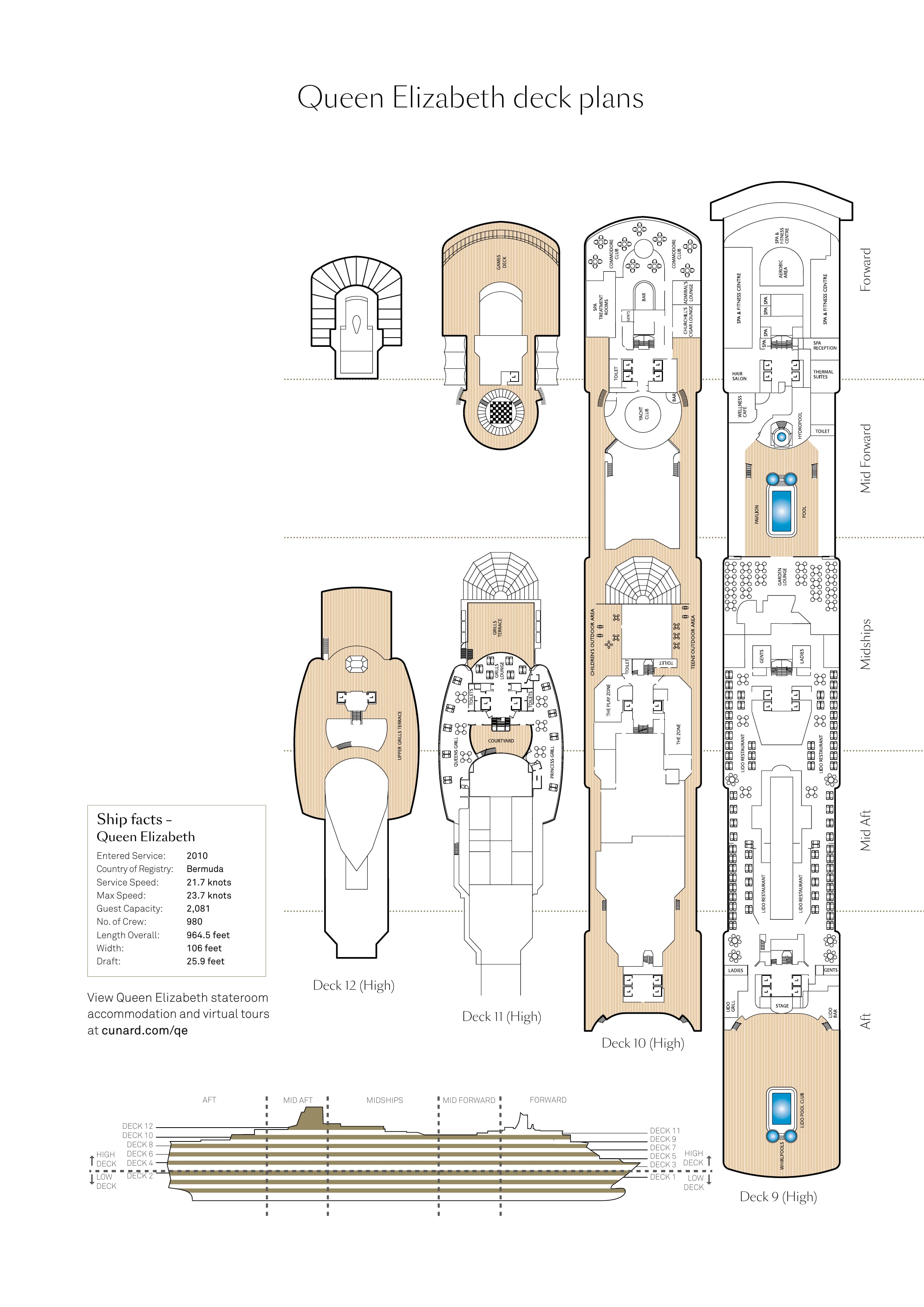 Queen Elizabeth, November 2025 deck plans, page 1 of 2 deck plan