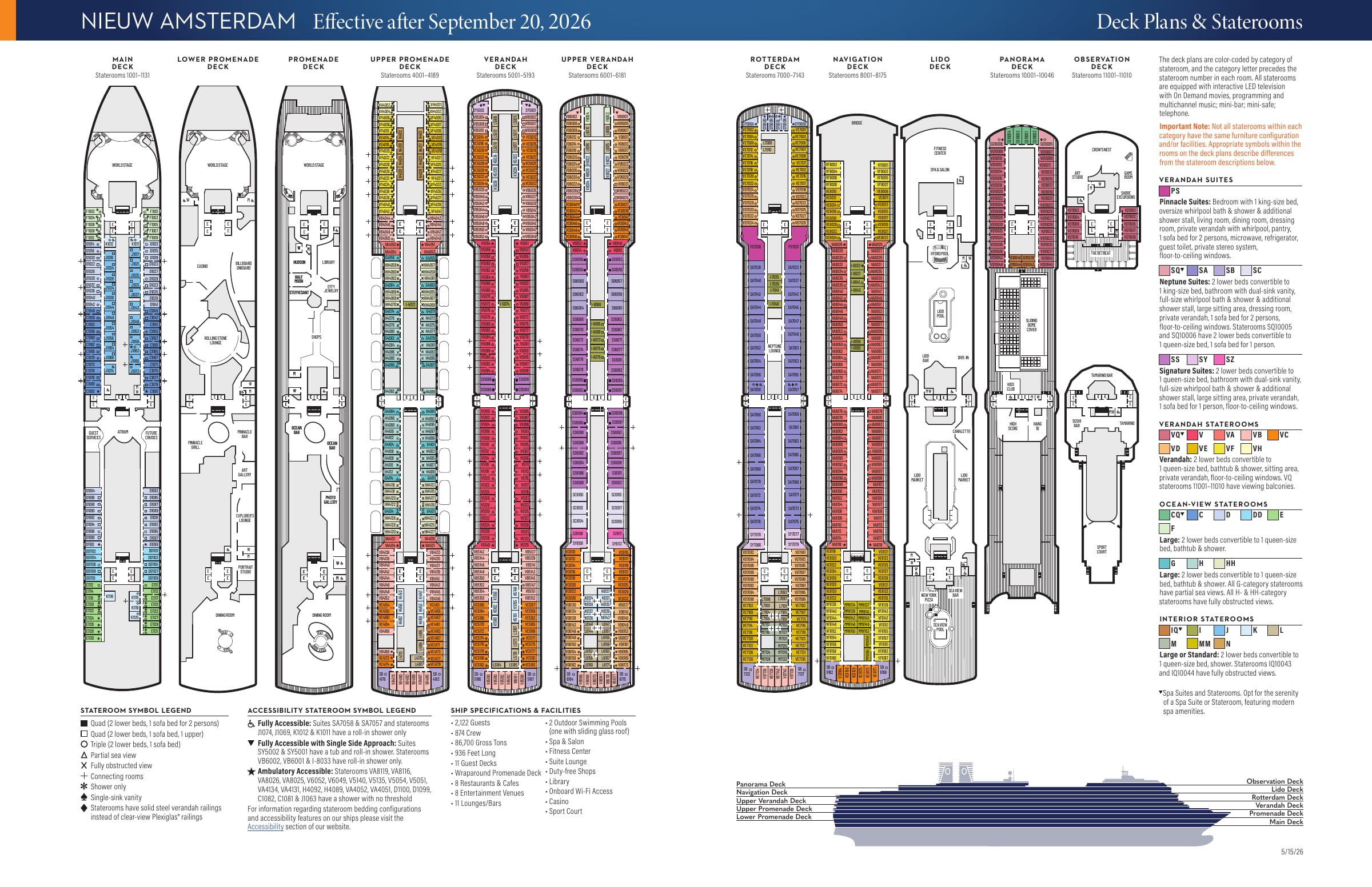 Nieuw Amsterdam, effective after September 20 2026 deck plan