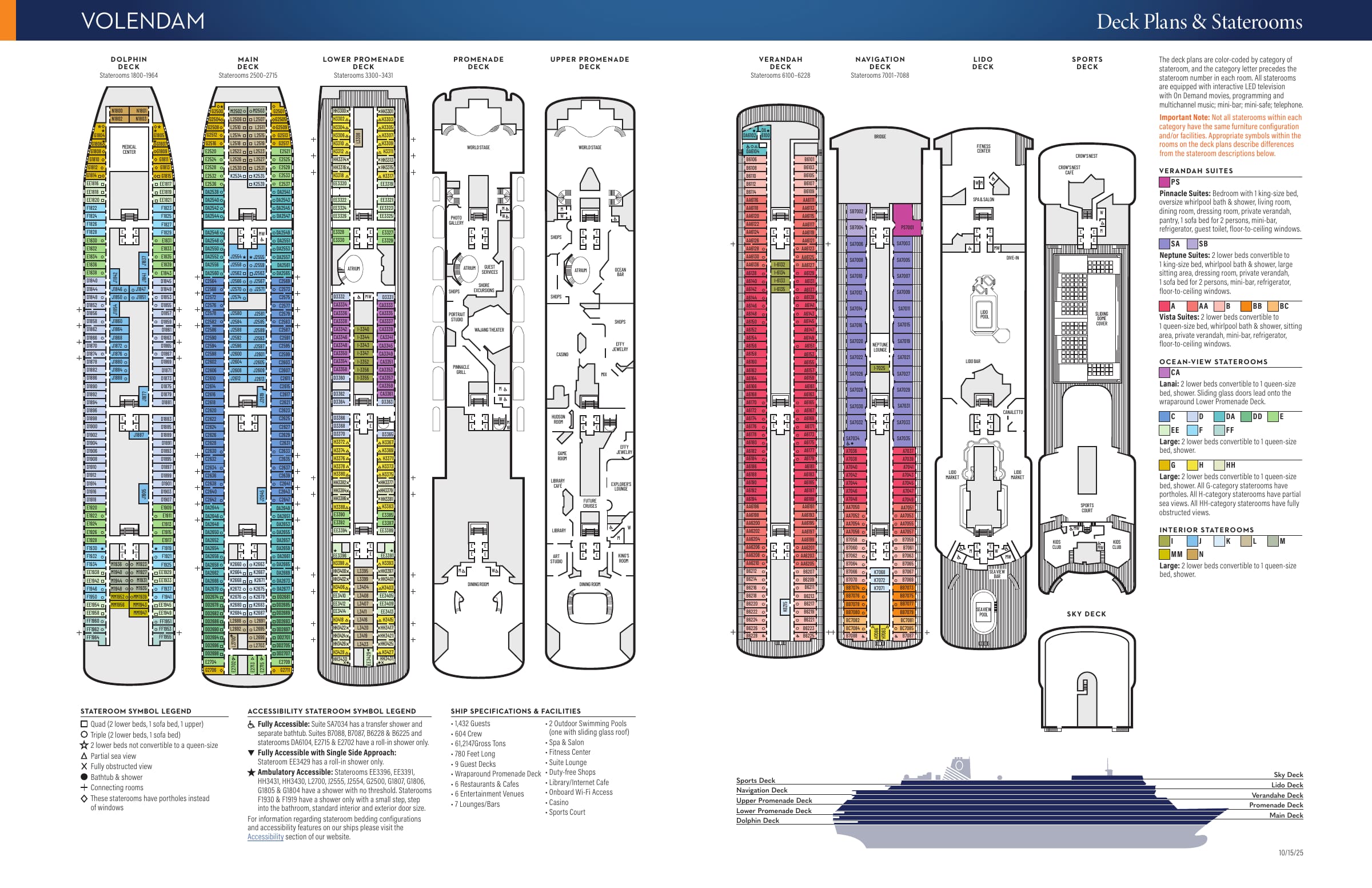 Volendam, Deck plan deck plan