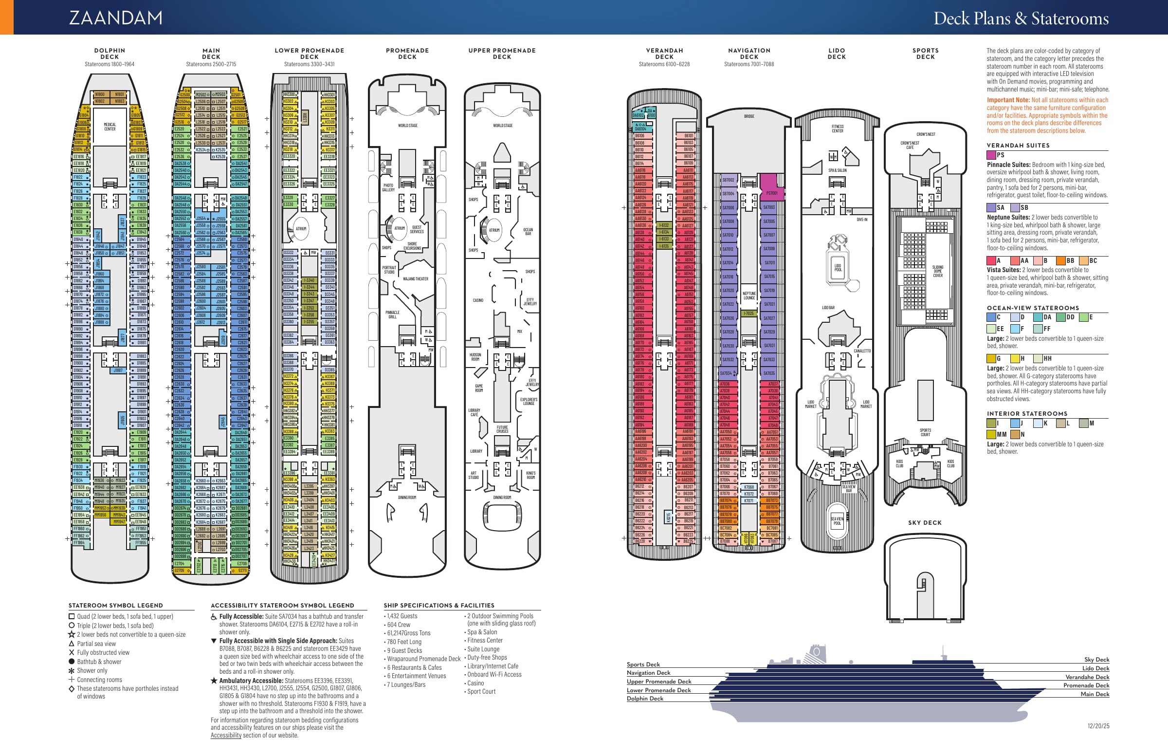 Zaandam, Deck plan deck plan