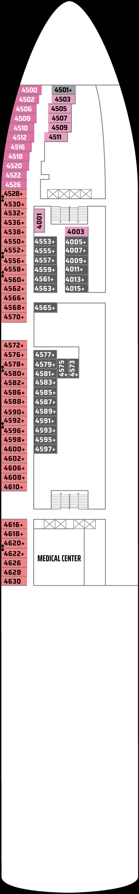 Norwegian Dawn, Deck 4 deck plan
