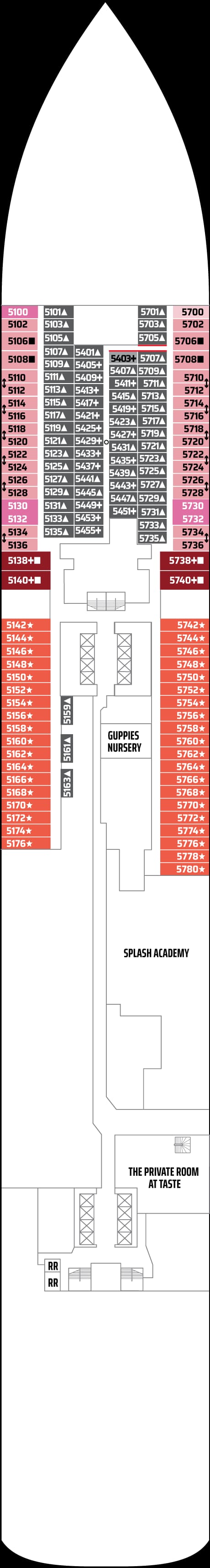 Norwegian Escape, Deck 5 deck plan