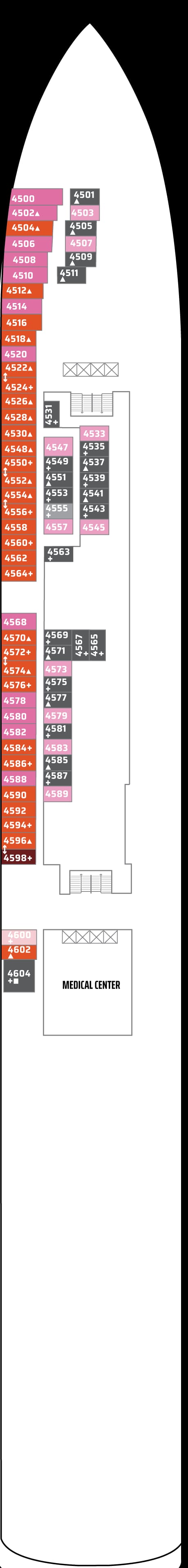 Norwegian Jewel, Deck 4 deck plan