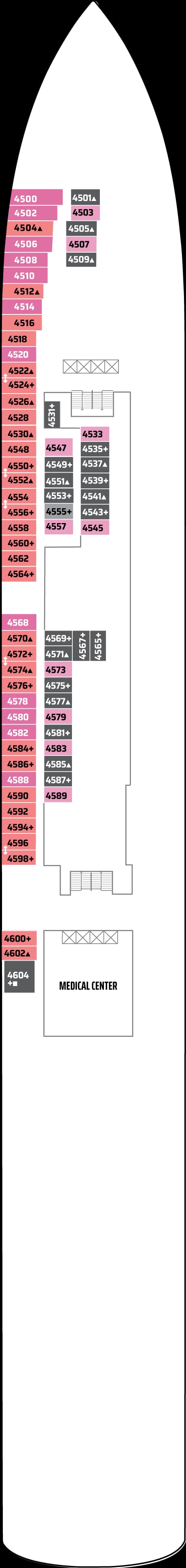 Norwegian Pearl, Deck 4 deck plan