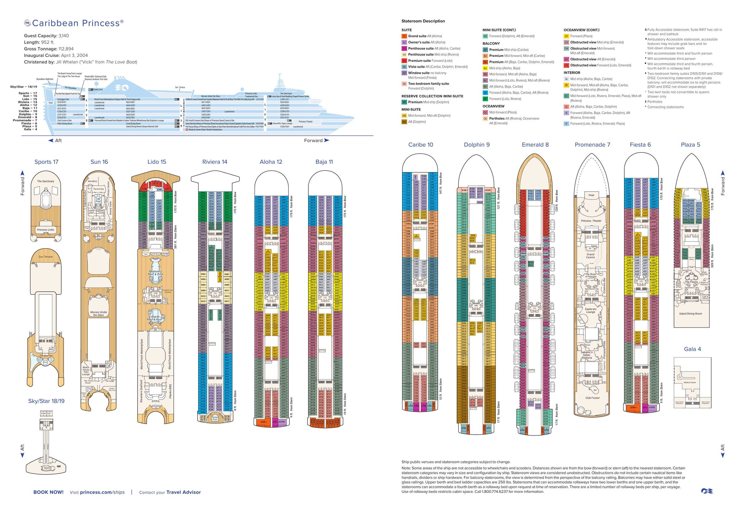 Caribbean Princess, Deck plan (June 2026) deck plan