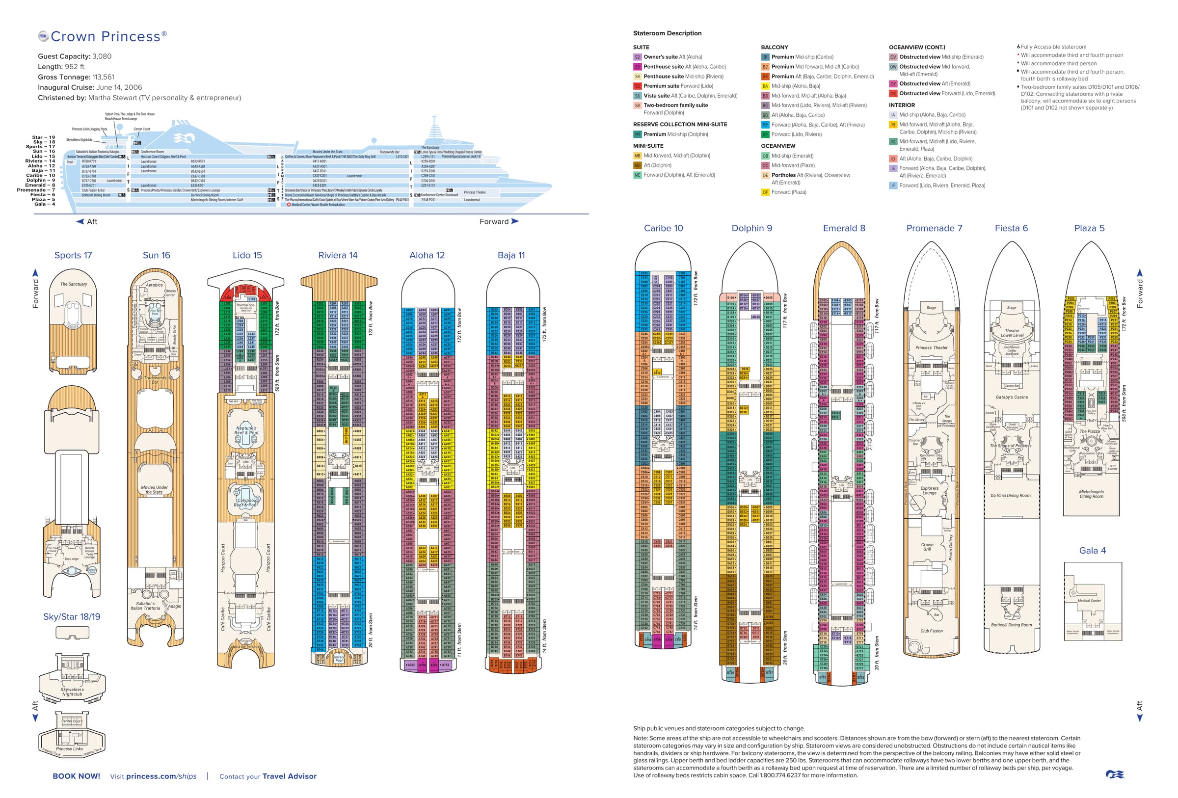 Crown Princess, Deck plan (June 2026) deck plan