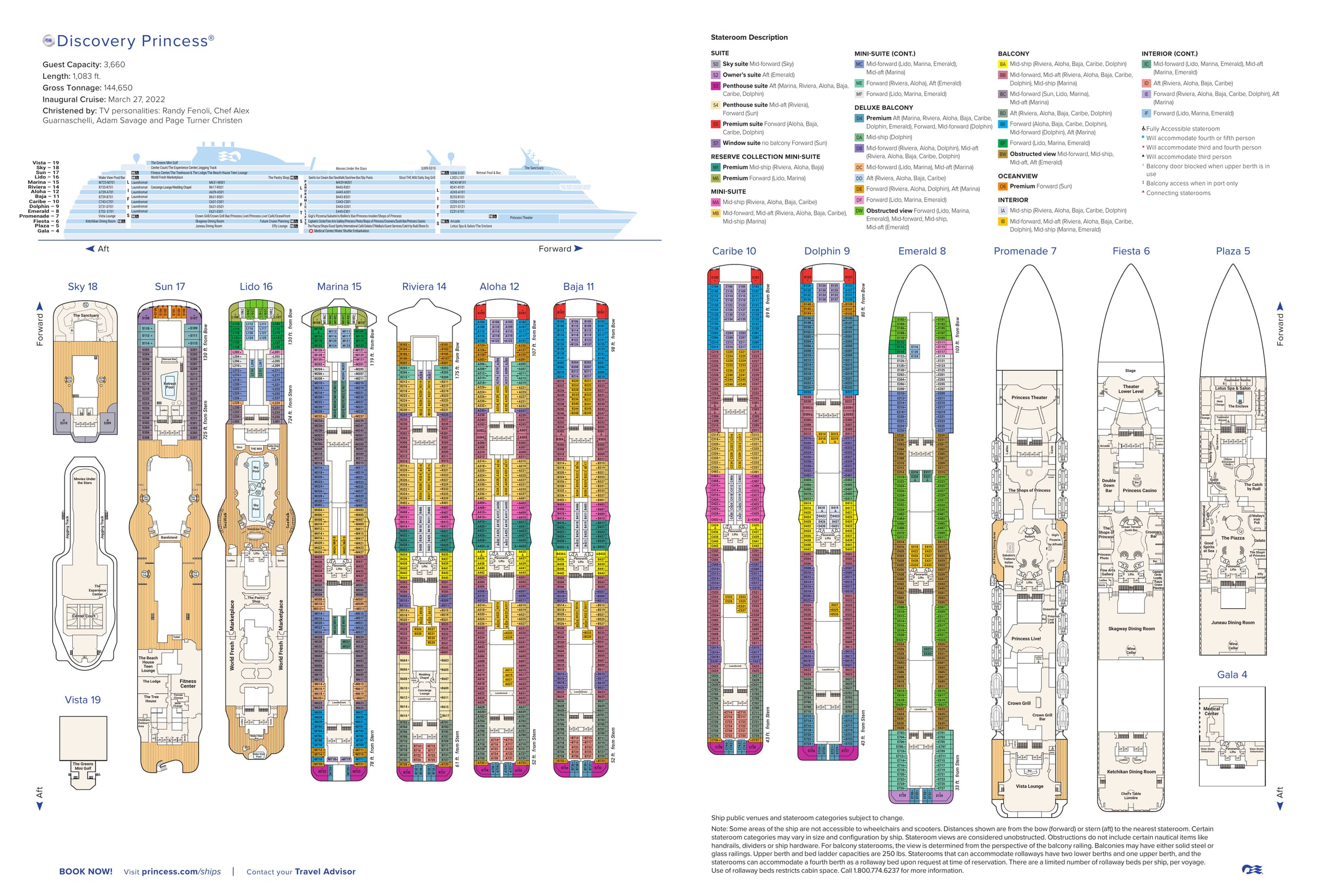 Discovery Princess, Deck plan (June 2026) deck plan
