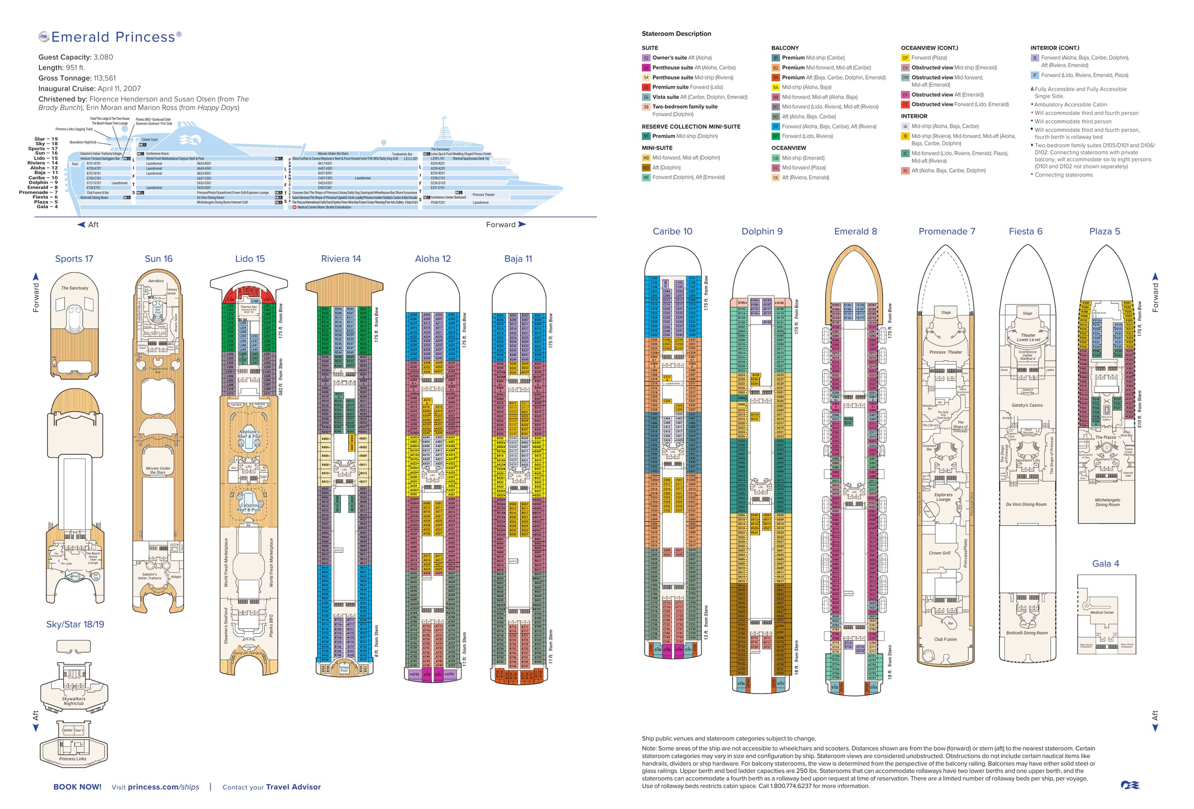 Emerald Princess, Deck plan (June 2026) deck plan