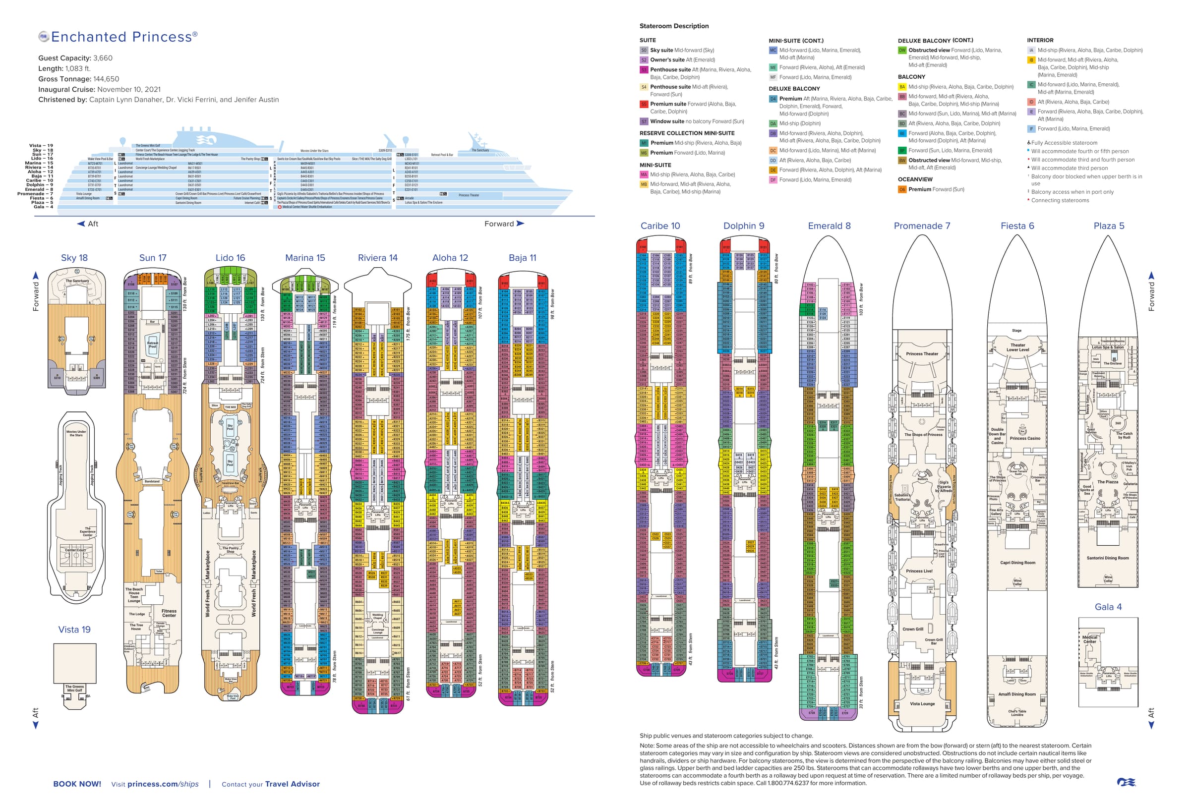 Enchanted Princess, Deck plan (June 2026) deck plan