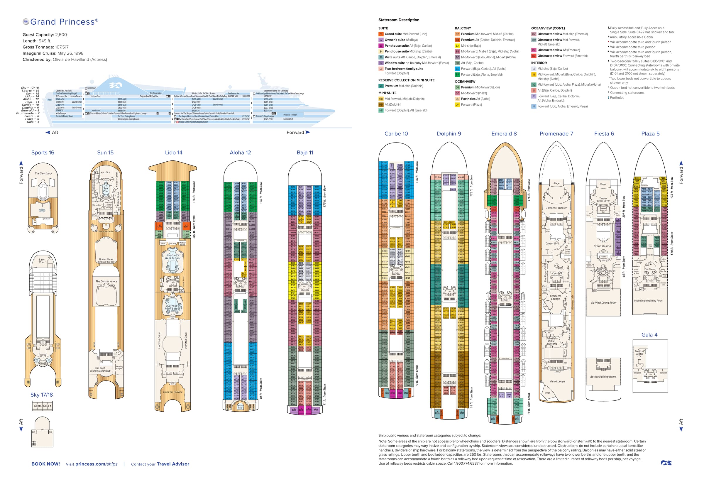 Grand Princess, Deck plan (June 2026) deck plan