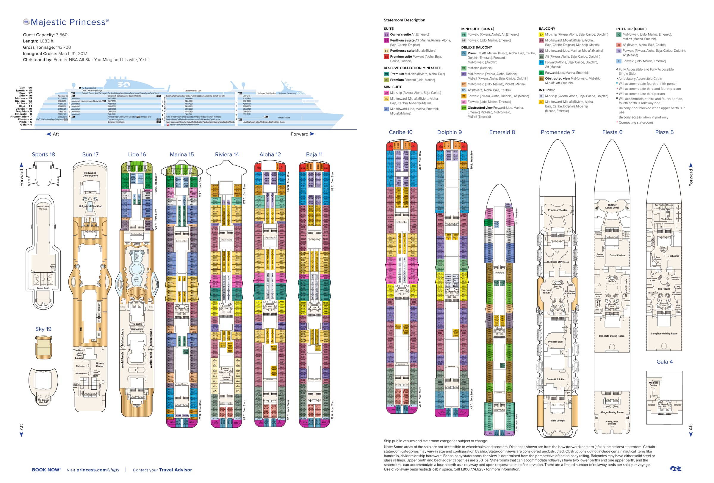 Majestic Princess, Deck plan (June 2026) deck plan