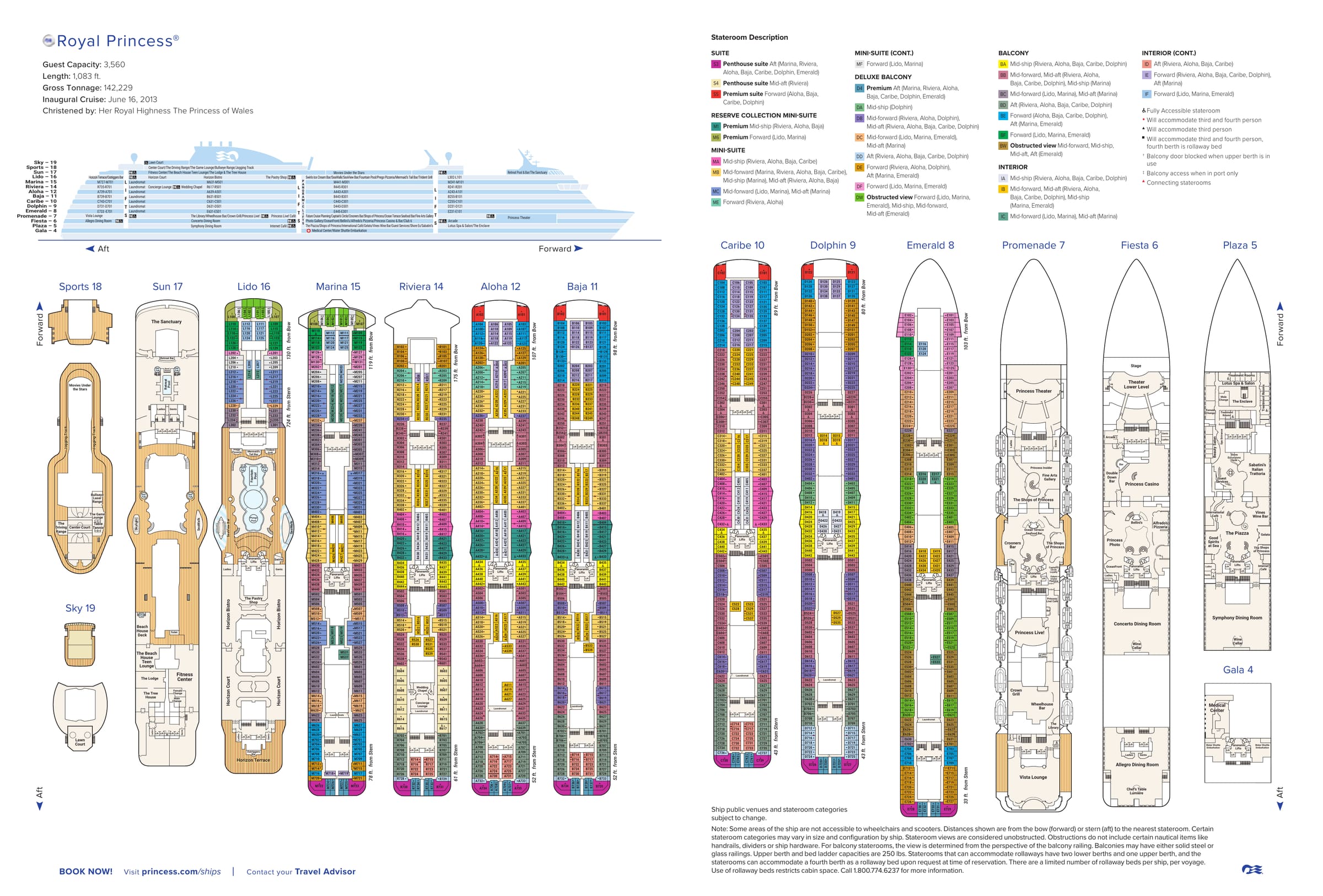 Royal Princess, Deck plan (June 2026) deck plan
