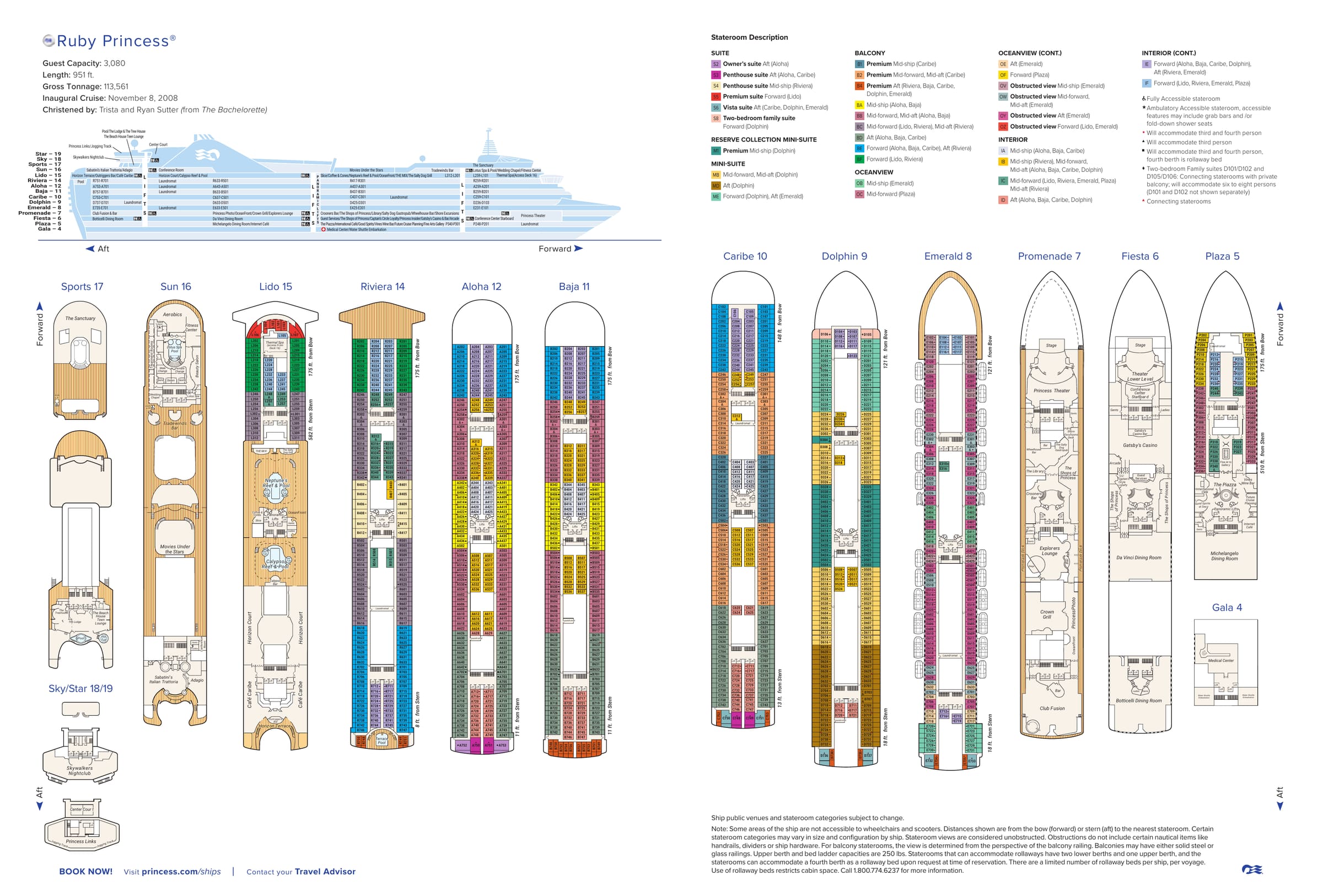 Ruby Princess, Deck plan (June 2026) deck plan