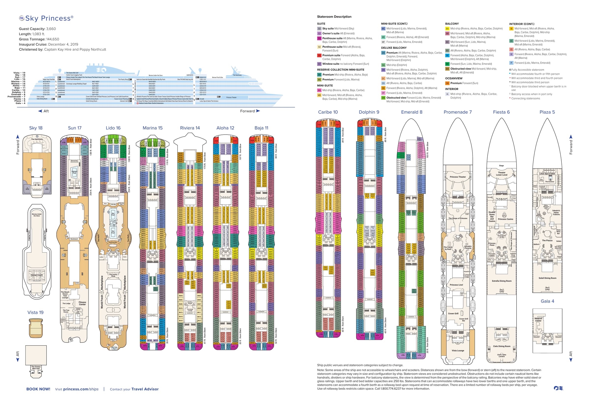 Sky Princess, Deck plan (June 2026) deck plan