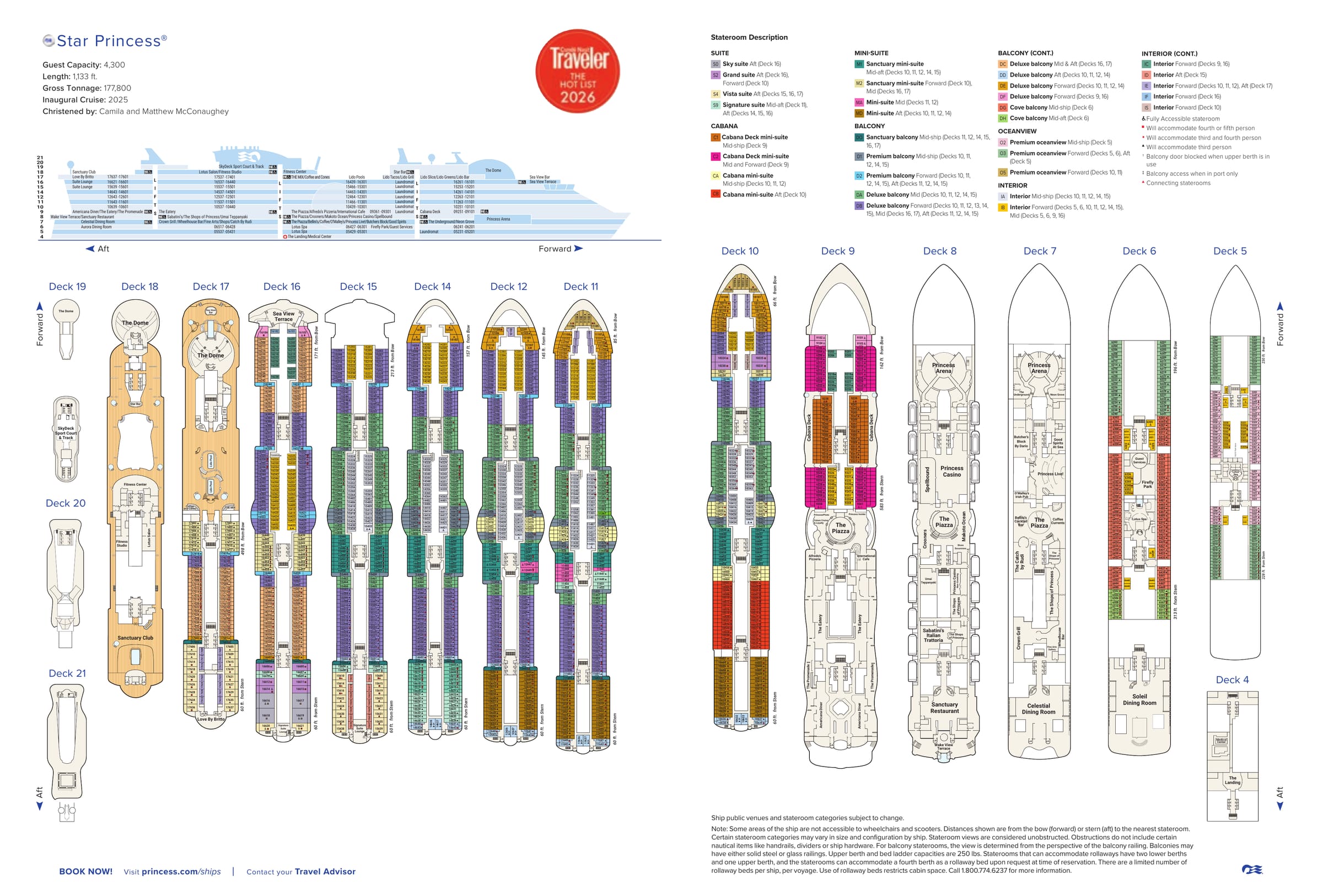 Star Princess, Deck plan (June 2026) deck plan