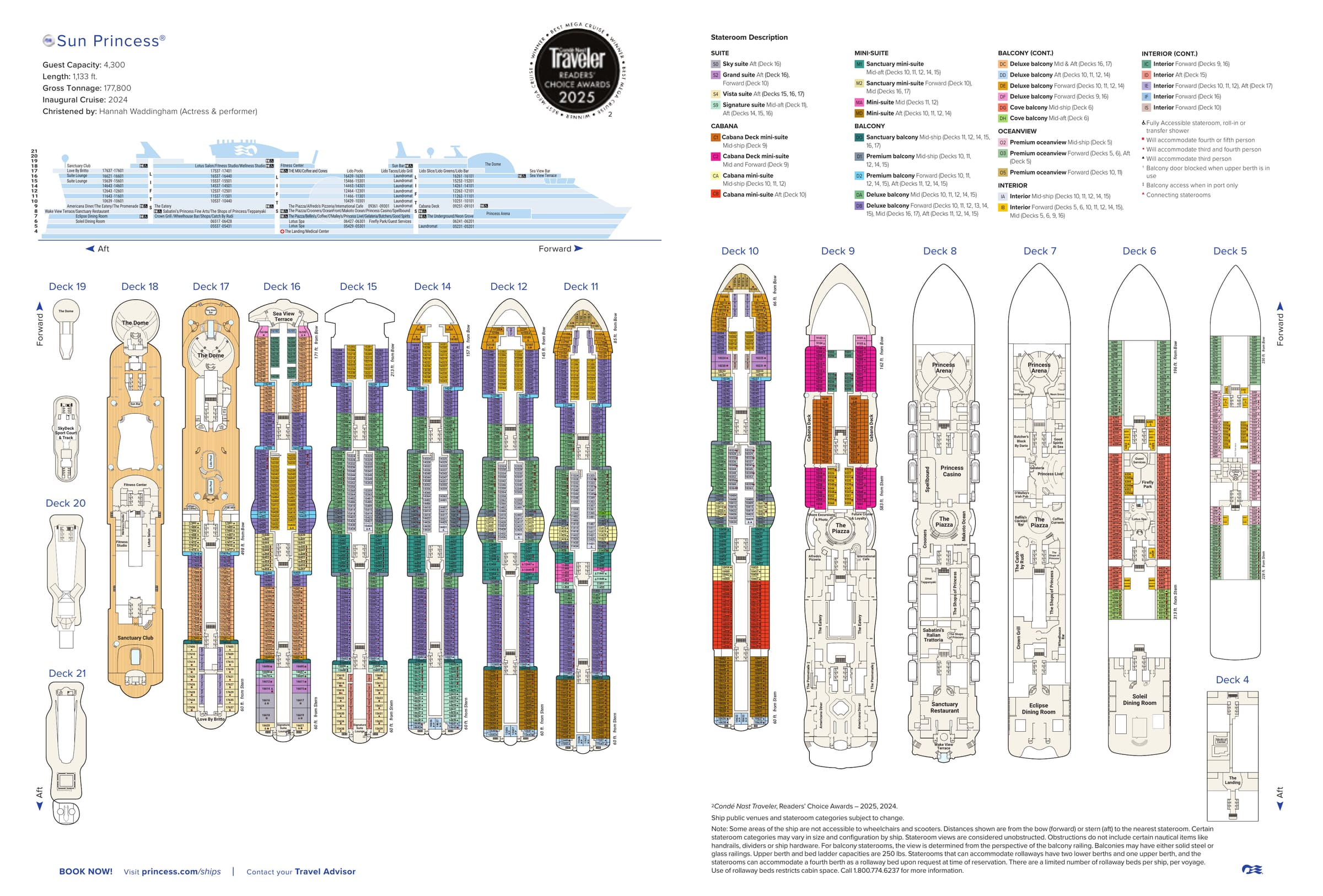 Sun Princess, Deck plan (June 2026) deck plan
